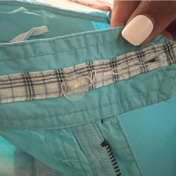 90s/Y2K Vintage Steve & Barry Turquoise Micro Shorts Size 8 Midrise Belted Boho - Picture 11 of 17